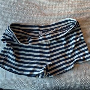 Blue and white striped towel shorts